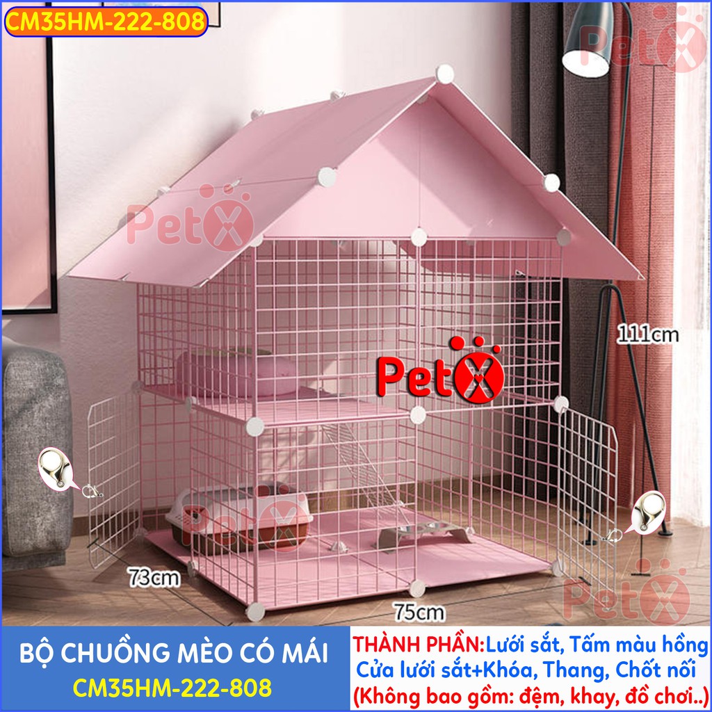 Chuồng mèo 3 tầng, 4 tầng giá rẻ đẹp PetX lắp ghép đa năng đơn giản với lưới sắt sơn tĩnh điện nuôi từ 2 thú cưng, thỏ