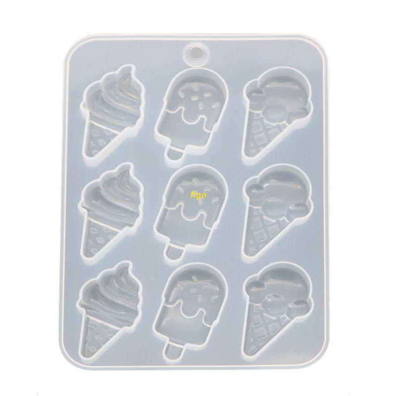 Khuôn Silicone Làm Móc Khóa Hình Kem Ốc Quế Dễ Thương