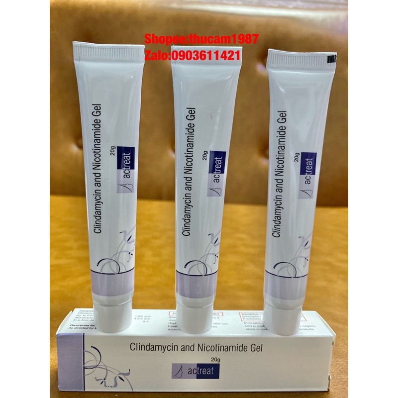 Gel Actreat Clindamycin 1% + Nicotinamide 5% loại bỏ mụn chống viêm 20g.