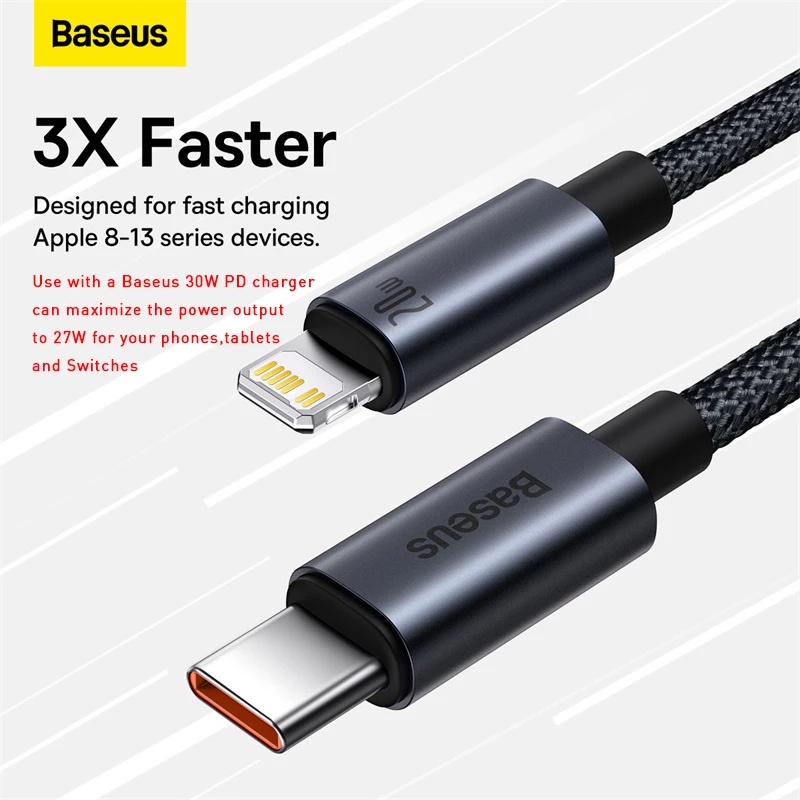 Dây Cáp Sạc Nhanh Baseus PD 20W USB-C Dành Cho iPhone 13 12 11 Pro Max