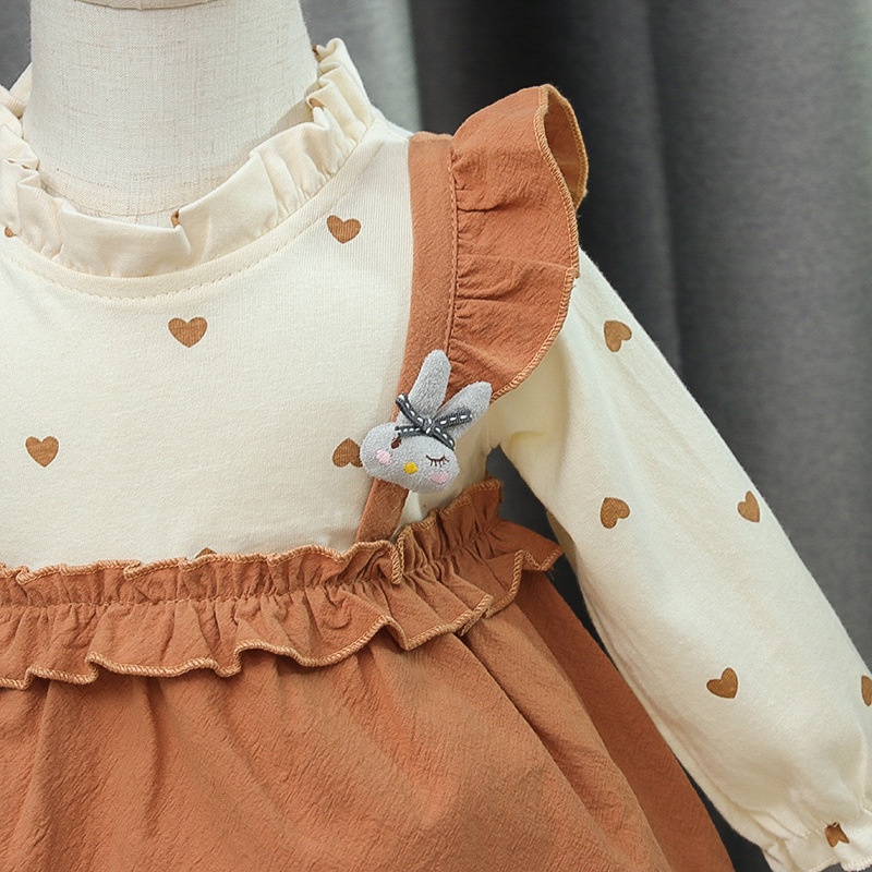 Đầm công chúa   tay dài viền ren bèo sành điệu cho bé 0-4 tuổi