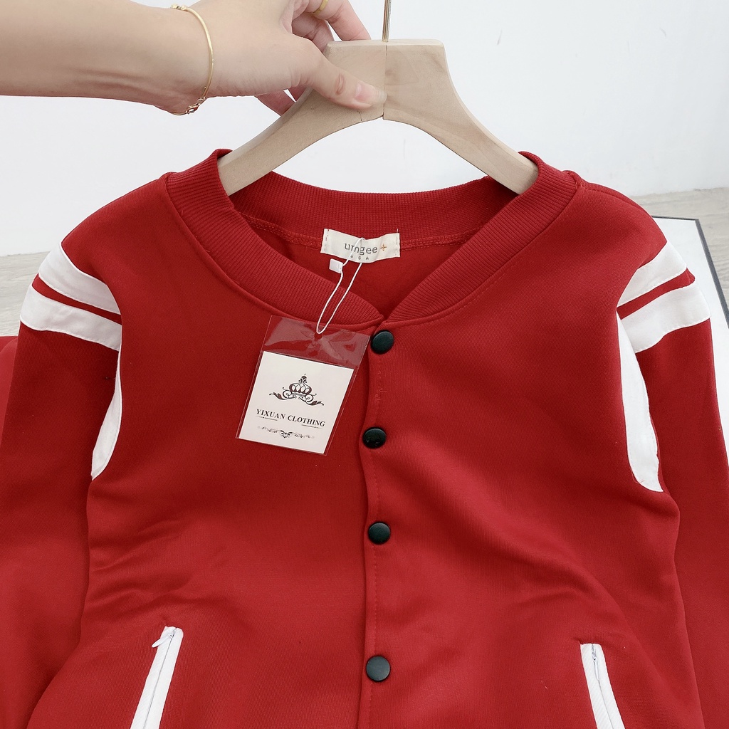 Áo khoác bomber đỏ viền vai cúc bấm BN813