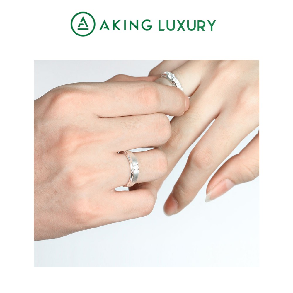 Nhẫn cặp AKING LUXURY AK31 cao cấp, Nhẫn nam, nhẫn nữ được thiết kế đồng điệu, điểm nhấn những viên đá tạo sự sang trọng