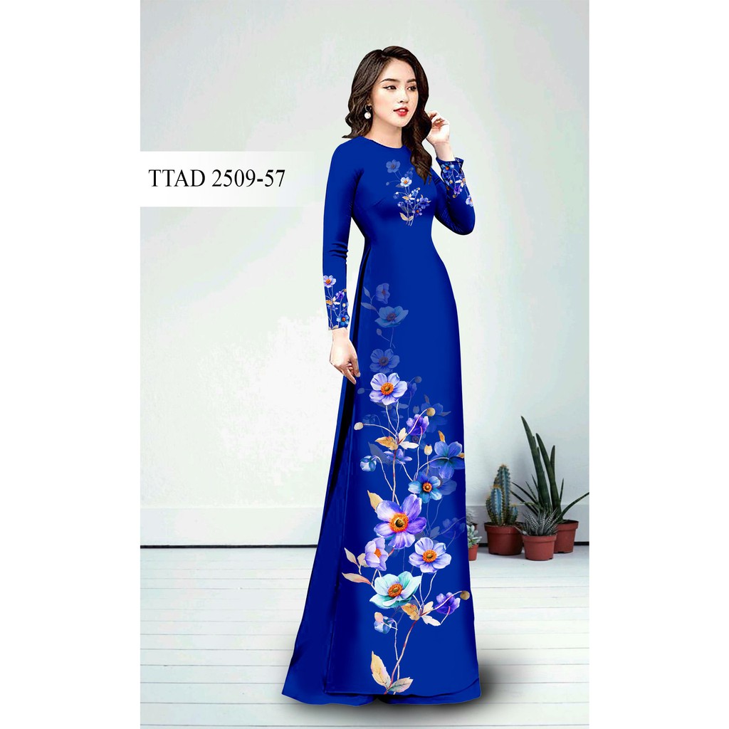 VẢI ÁO DÀI TẰM Ý, IN 3D HỌA TIẾT HOA SANG CHẢNH