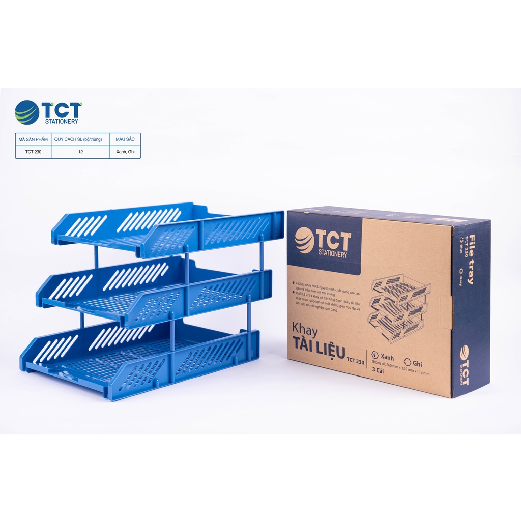Khay đựng tài liệu nhựa 3 tầng, 4 tầng cao cấp TCT, Giá đựng hồ sơ tài liệu văn phòng