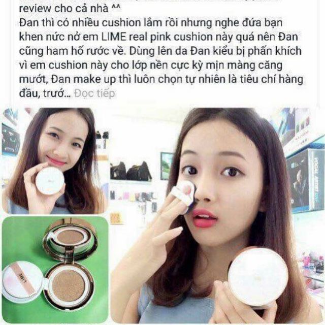 Phấn nước kiềm dầu, che phủ tốt Lime Real Cover Pink Cushion SPF50+ PA+++ (vỏ trắng)