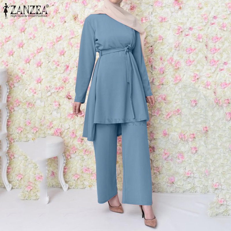 Zanzea Set Quần Dài Lưng Thun Không Đường May Có Túi Thời Trang Nữ