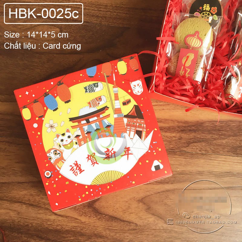 Hộp Bánh Kẹo Phong Cách Tết Nhật Hộp Hình Vuông HBK-0025 | BigBuy360 - bigbuy360.vn