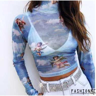 Áo Lửng Cổ Lọ Tay Dài Kiểu Lưới Xuyên Thấu | BigBuy360 - bigbuy360.vn