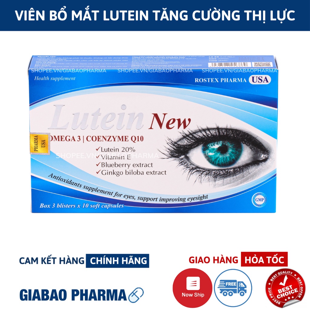 Viên uống bổ mắt LUTEIN NEW tăng cường thị lực – Hộp 30 viên