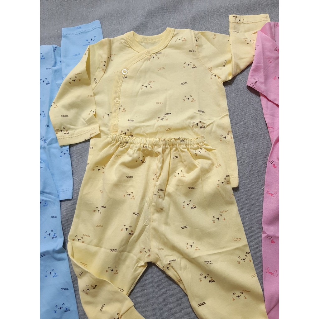 Bộ Sơ Sinh Cài Chéo Dokma Vải Cotton Mềm Mát