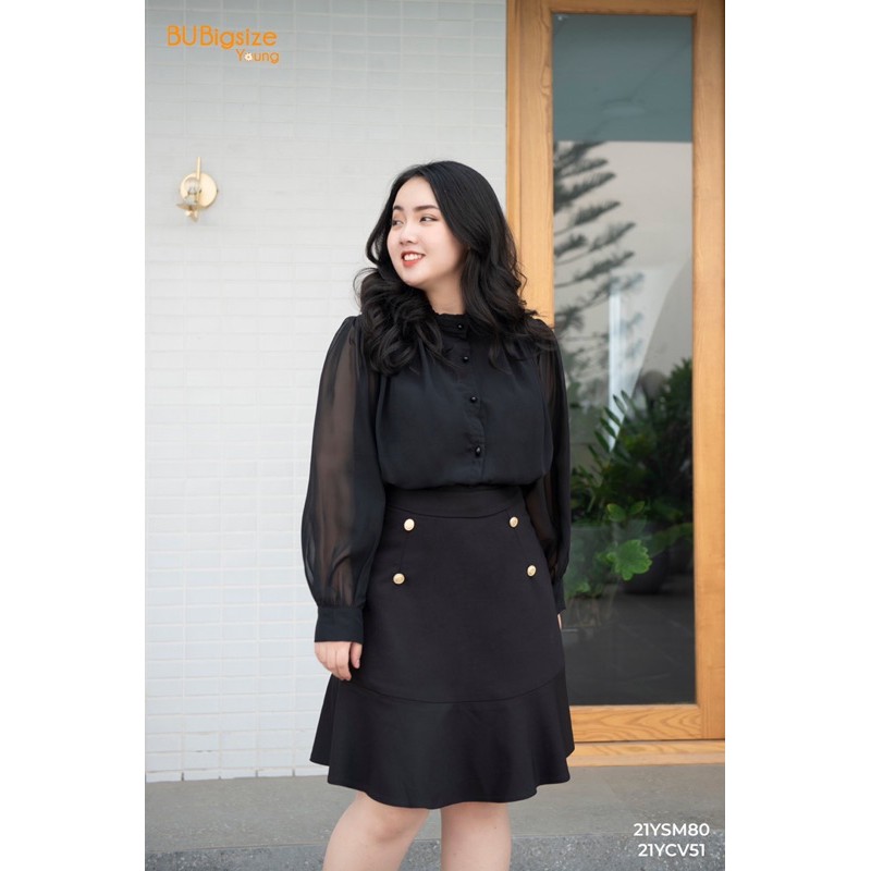 Sơ mi voan, thiết kế bấu ly cổ BIG SIZE (55kg đến 95kg) - 21YSM80 - [BU Bigsize Young]
