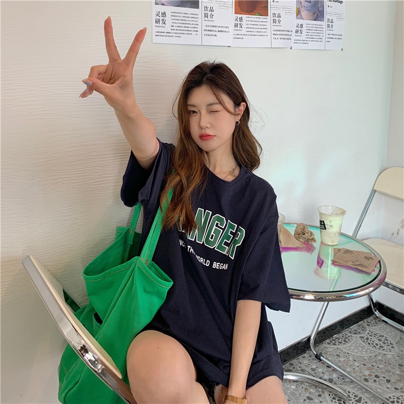 Áo thun tay ngắn in chữ thời trang mùa hè năng động trẻ trung