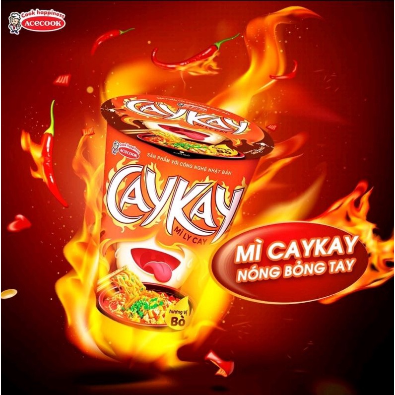 Mì ly Caykay Acecook vị Bò 66g