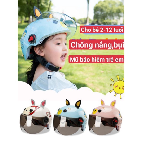 Mũ bảo hiểm cho bé 2-12 tuổi chống nắng, bụi