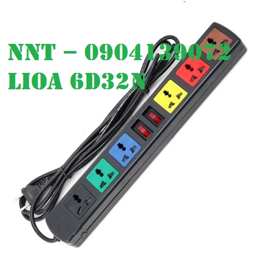 Ổ CẮM LIOA 6 LỖ 3 CHÂU 6D32N DÂY DÀI 3M