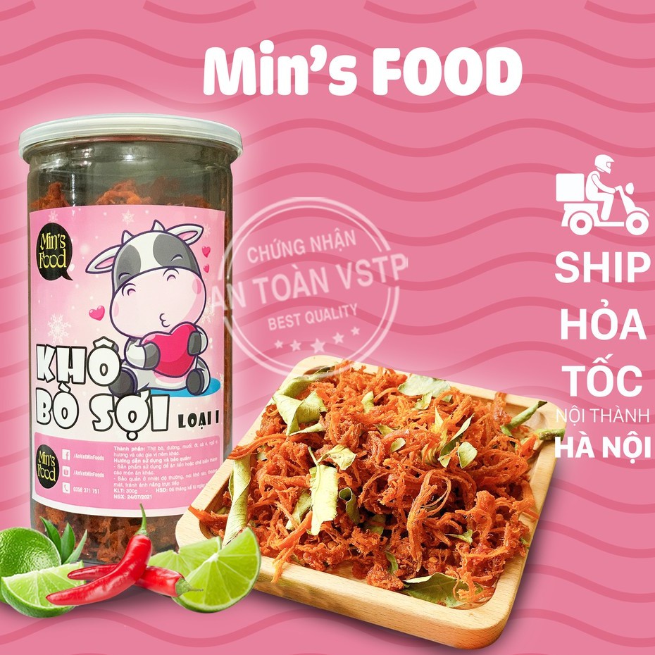 Khô bò sợi hũ 250g ăn vặt Min's food thơm ngon từng sợi đảm bảo chất lượng