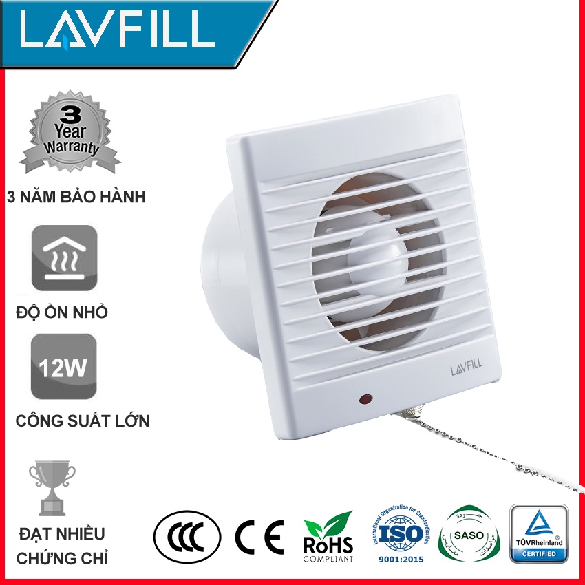 Quạt thông gió phòng vệ sinh 1 chiều với lỗ chờ 100 * 100mm Model LAVFILL LFWW-09EK