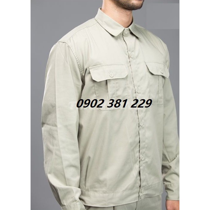 Quần áo kỹ sư, công nhân ghi xám vải kaki liên doanh - hình thật đủ size