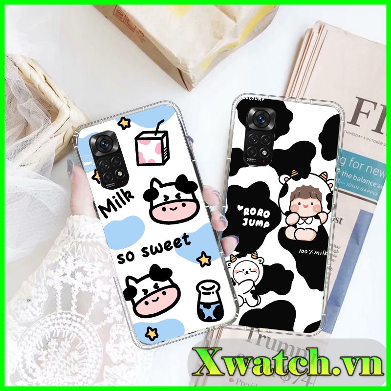 Ốp silicon in UV Xiaomi Redmi Note 11 4G Note 11S Redmi 10c họa tiết Bò sữa