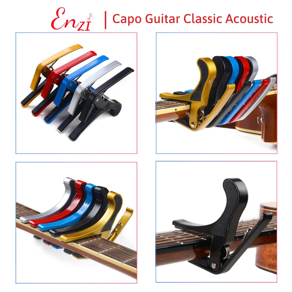 Capo đàn guitar classic acoustic Enzi lên dây chuyên nghiệp màu Đen hợp kim chắc chắn ghi ta