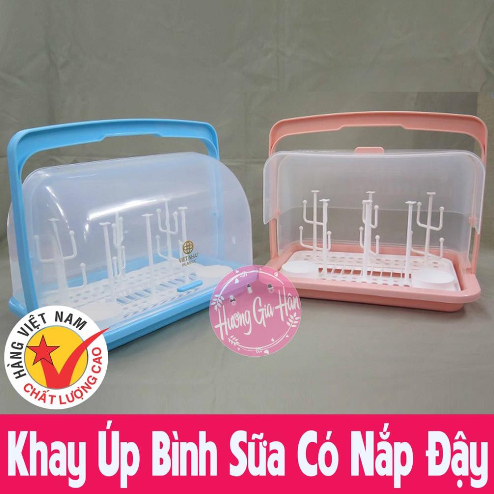 (HANG HOT) Khay Úp Bình Sữa Có Cây Úp Núm Ti Nắp Đậy Cỡ Đại - Hàng Việt Nam Chất Lượng Cao