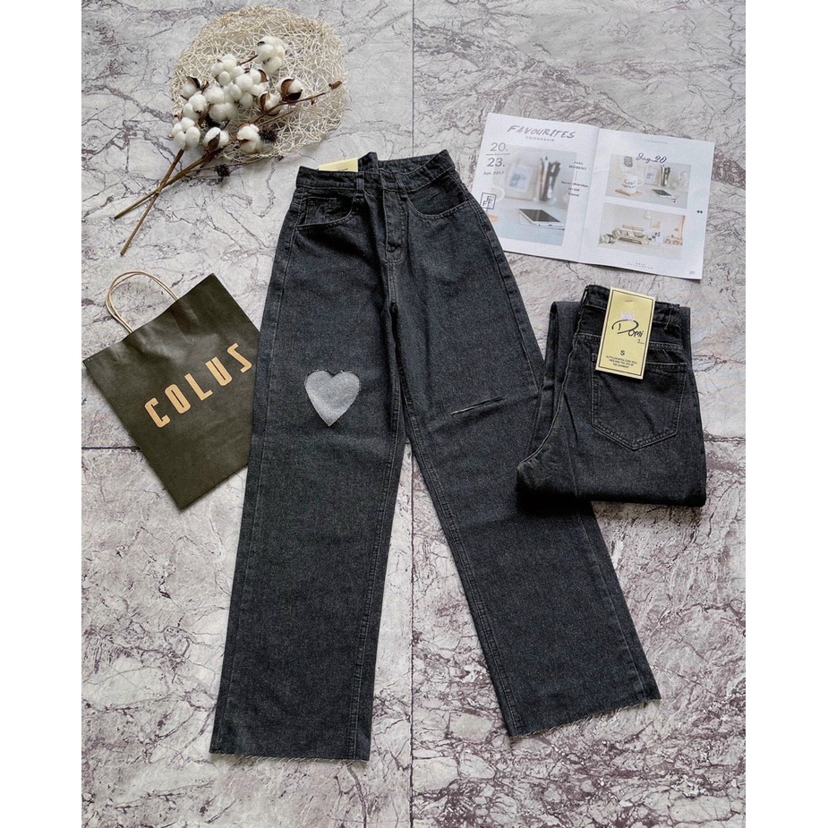 Quần jean nữ baggy trơn chất vải Jean Denim không co giãn, bền màu AnNgo - AT200