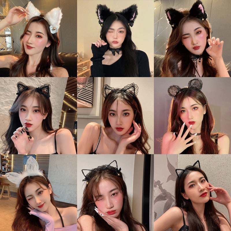 Cài Tóc Tai Mèo Phối Ren Phong Cách Hàn Quốc Thời Trang Quyến Rũ Dành Cho Nữ