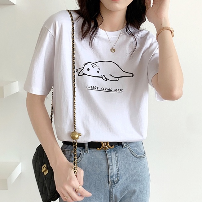 Áo Thun Đen Tay Ngắn Cổ Tròn Dáng Rộng Thời Trang Trẻ Trung 49212