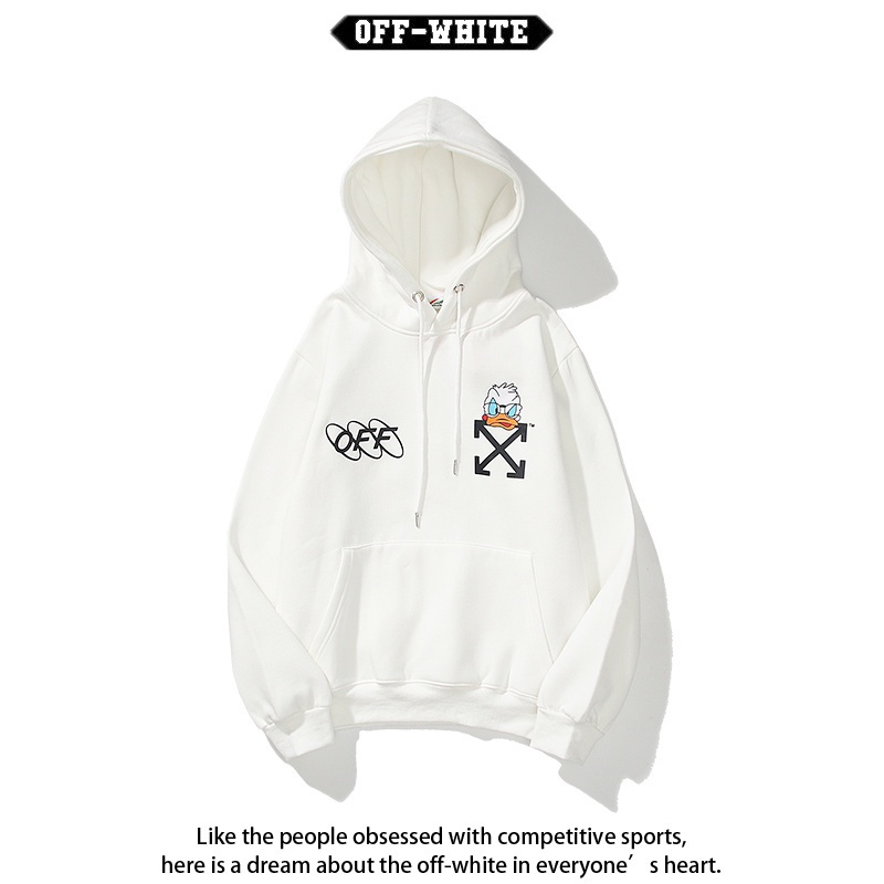 Áo hoodie Off-White lót nhung Plus Size thời trang năng động