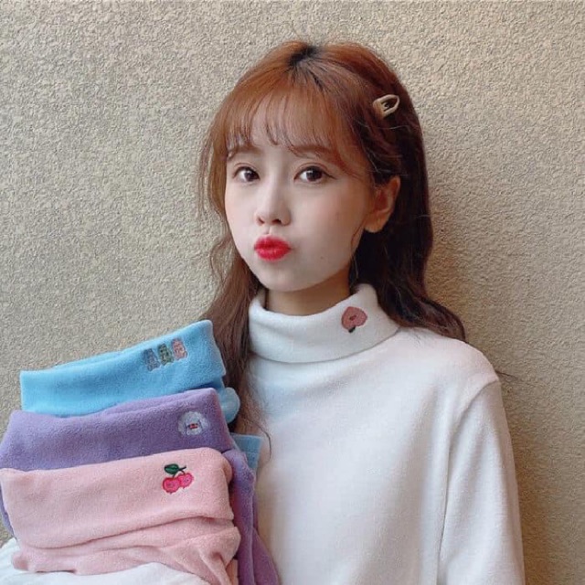 [KÈM ẢNH THẬT]Áo nỉ cao cổ thêu hình cute 2020