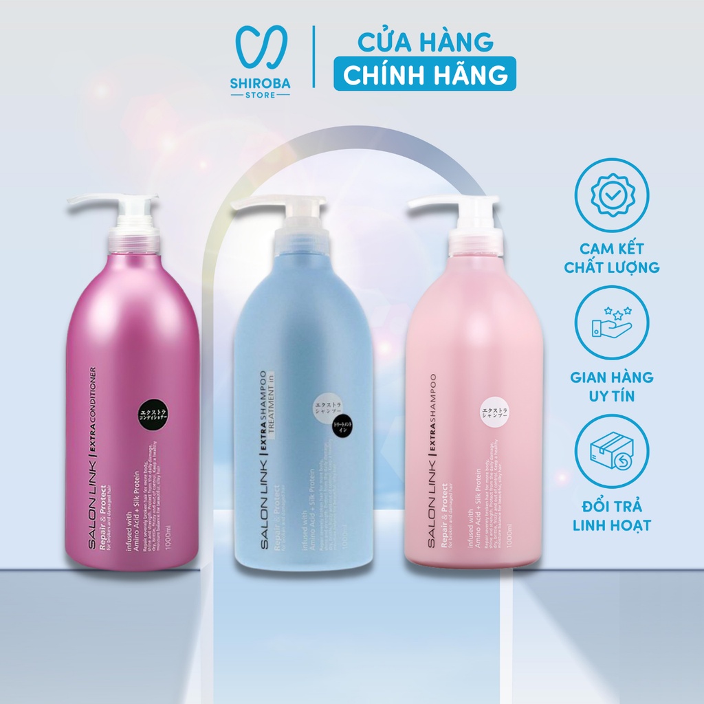 Dầu gội dầu xả Salonlink dầu gội cặp cho tóc hư tổn tóc nhuộm nội địa Nhật shiroba