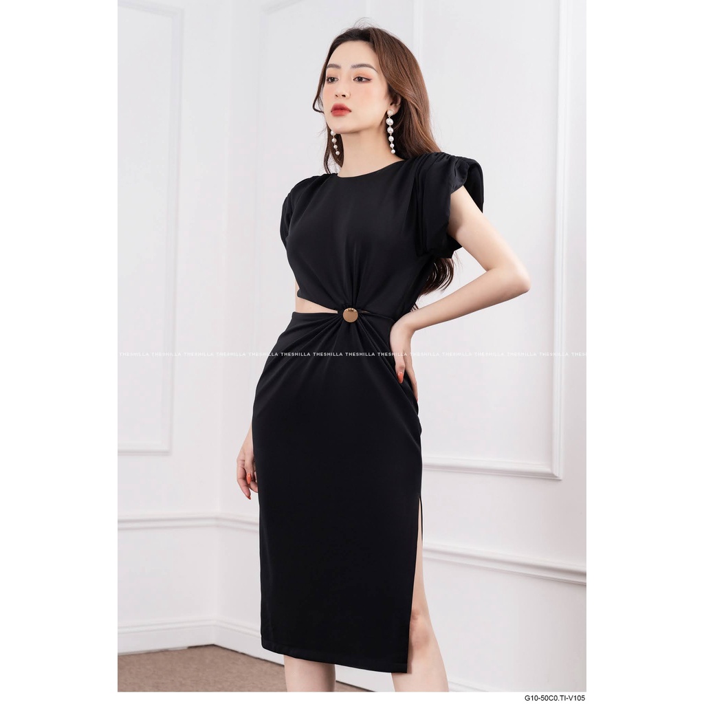 Váy đầm bodi đen hở eo có nút đồng cao cấp [ Có video + Ảnh thật ] The Shilla - G10-50C0