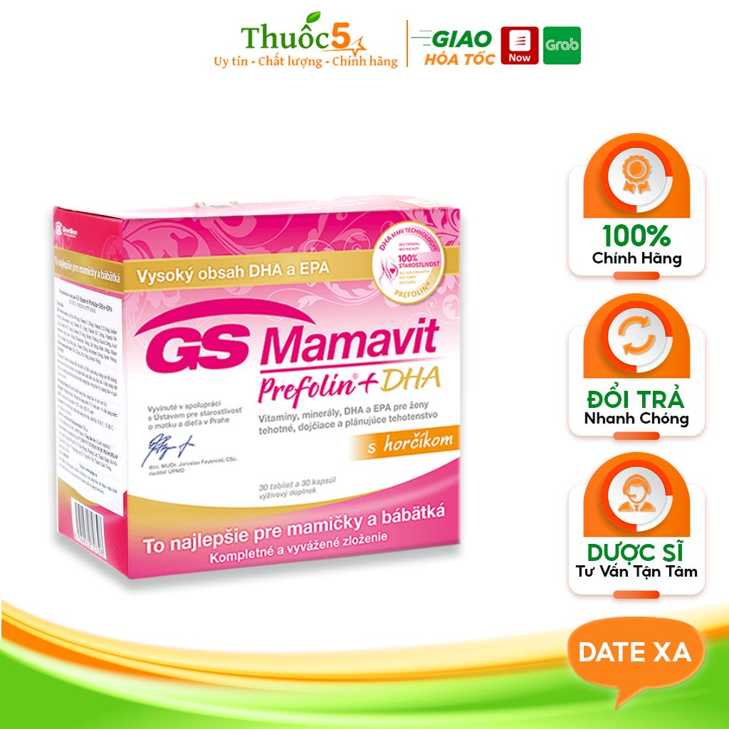Viên bổ bầu GS Mamavit Prefolin DHA EPA Hỗ Trợ Bổ Sung Dưỡng Chất, Vitamin Cho Bà Bầu Hộp 60 Viên