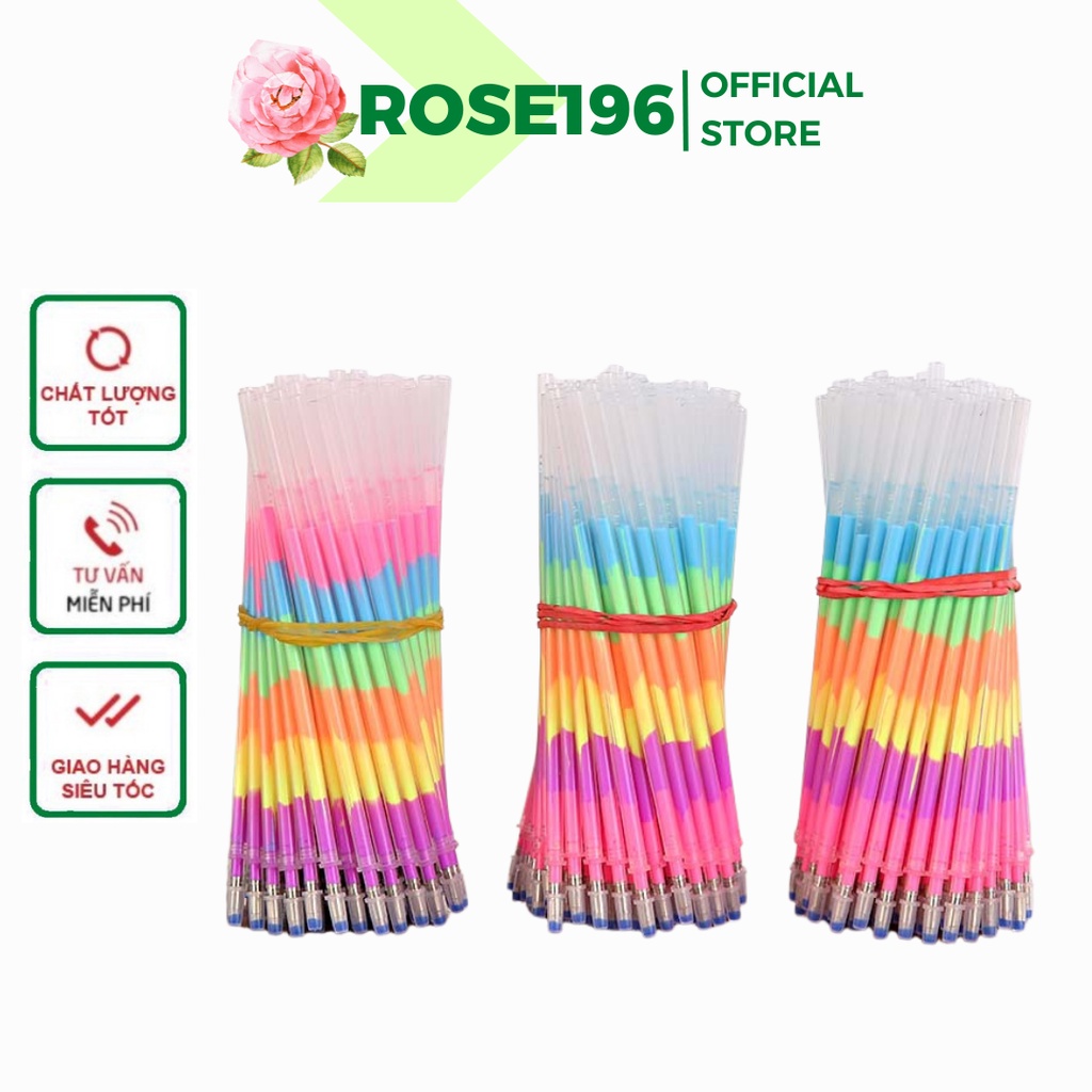 Combo 2, 5 ngòi ruột bút bi nước nhiều màu sắc cầu vồng siêu đẹp