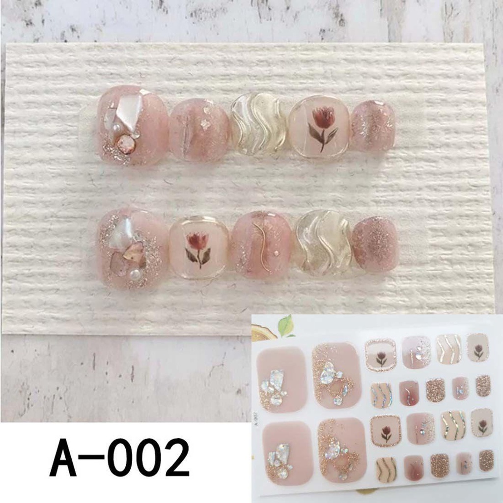 Hs Móng Tay Màu Trắng|Set Sticker Dán Móng Chân Họa Tiết Hoa Anh Đào