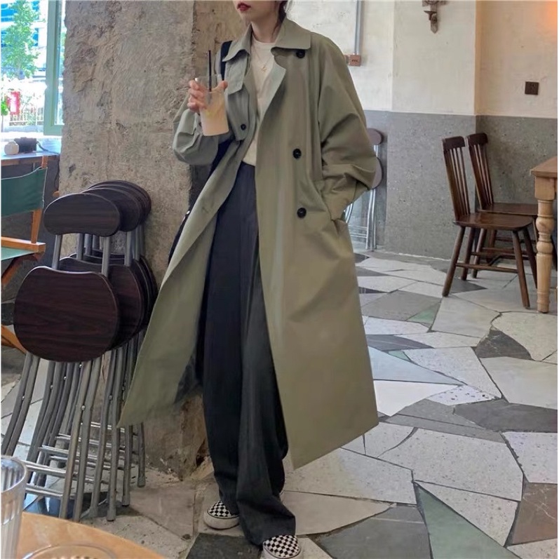 RÊU XÁM/ Áo Khoác Măng tô TRENCHCOAT màu RÊU XÁM