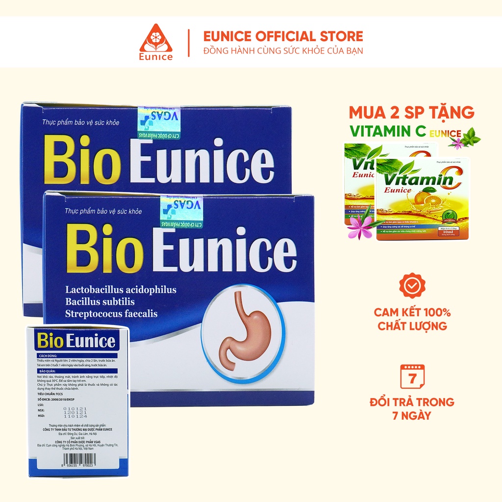 Viên uống hỗ trợ tiêu hóa Bio Eunice - Vgas (Hộp 100V)