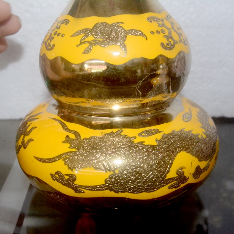 Bình Hồ lô thờ cúng rồng vàng 3D