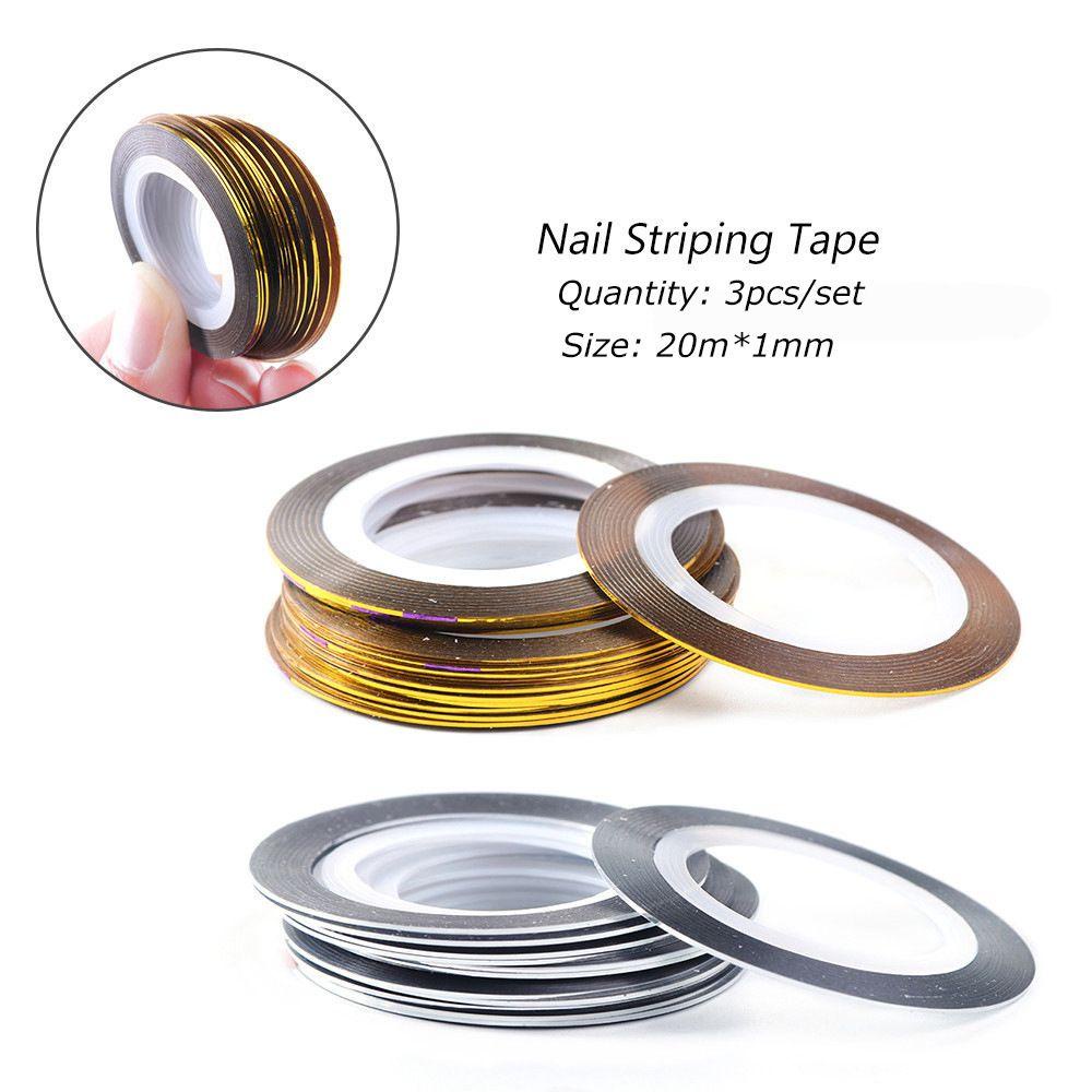 Set 3 Cuộn Băng Dính 3D Ánh Kim Trang Trí Móng Tay Nghệ Thuật