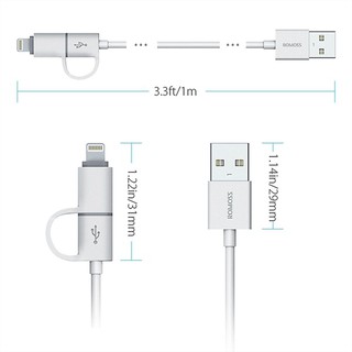CÁP SẠC 2IN1 LIGHTNING & MICRO USB ROMOSS CB20