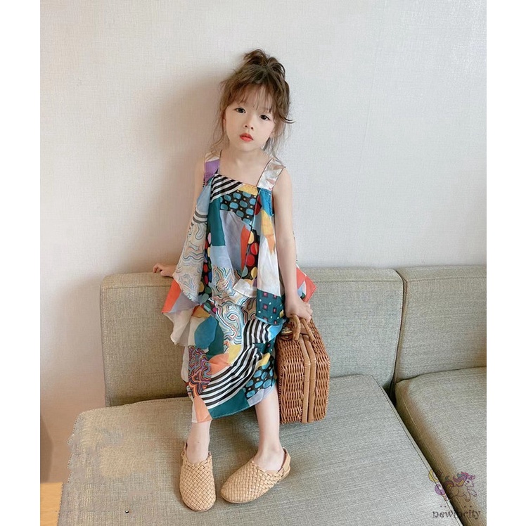 Đầm Sát Nách Đi Biển Phong Cách Bohemian Hàn Quốc Cho Bé Gái