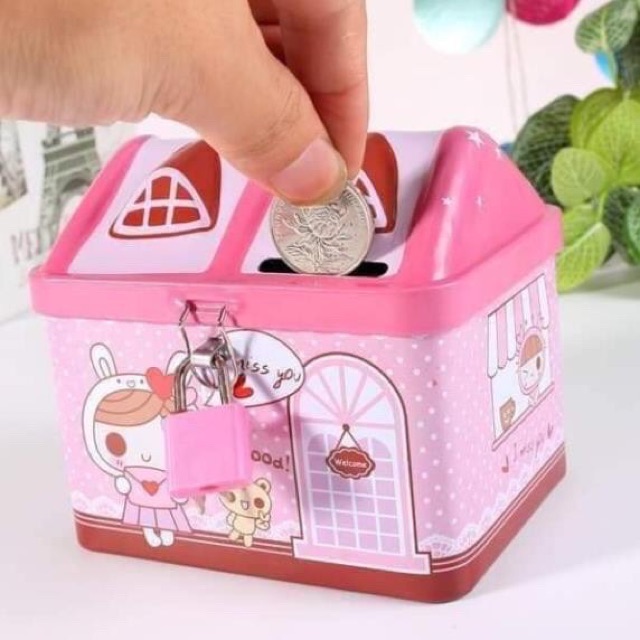 KÉT SẮT MINI ĐỰNG TIỀN HÌNH NGÔI NHÀ