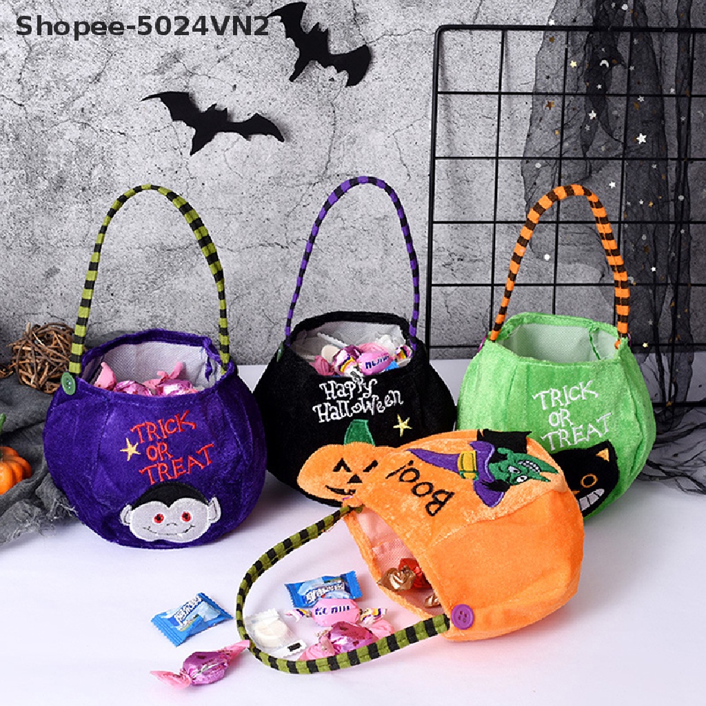 Túi Đựng Kẹo Halloween 2022 Hình Bí Ngô / Phù Thủy / Mèo Đen