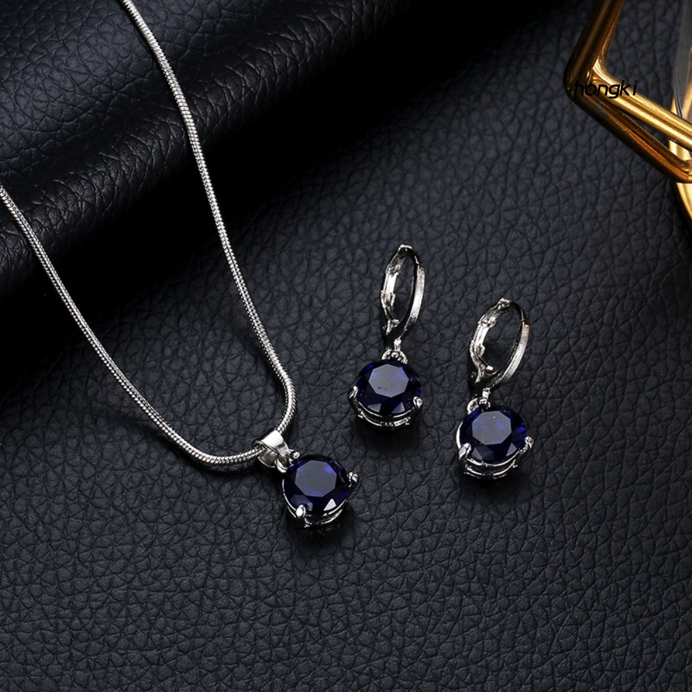 Bộ Trang Sức Gồm Vòng cổ Và Đôi Bông Tai Đính Đá Zircon Thời Trang Cho Nữ