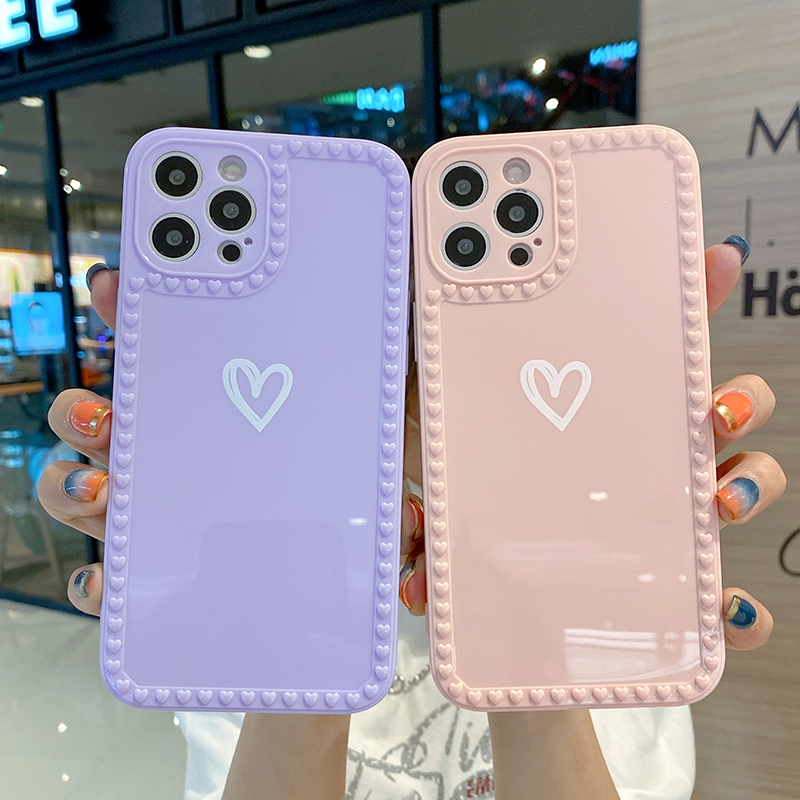 Ốp Điện Thoại Dẻo Họa Tiết Trái Tim Dễ Thương Cho Iphone 12 11 Pro Max 6 6s 7 8 Plus Xr X Xs Max Se 2020 Mini