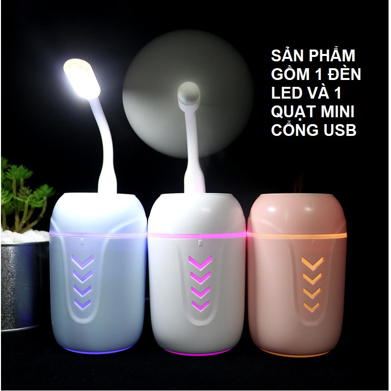 Máy phun sương tạo ẩm Buib Humidifier mini dung tích 200ml, nhỏ gọn có đèn led và quạt gió mini