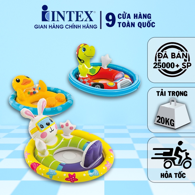 Phao bơi xỏ chân nhiều hình cho bé - Thiết kế phao bơi có xỏ chân cho bé ngồi chắc chắn hơn, có tay bám- INTEX 59570