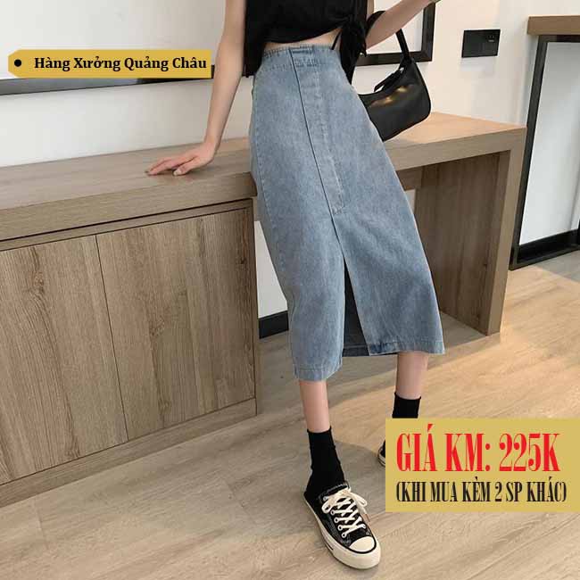 [Mã FADIRECT20 giảm 20K đơn 150K] [SẴN] Váy jean dài Ulzzang Quảng Châu VJD6