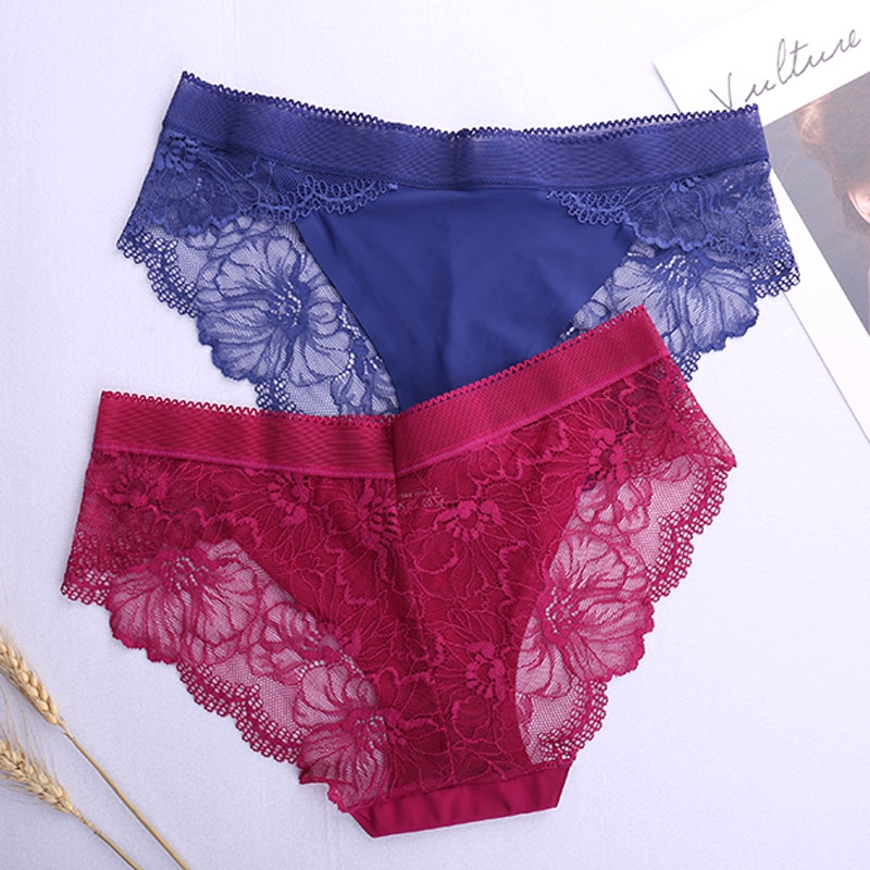 Quần Lót Vải Lụa Mát Phối Ren Thoáng Khí Không Lộ Viền Cho Phụ Nữ
